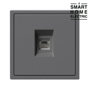 Розетка с тонкой рамкой, 1 пост (Интернет RJ-45) серая